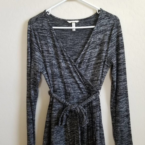 Soma Long Sleeve Faux Wrap Dress Gray M - Picture 2 of 5